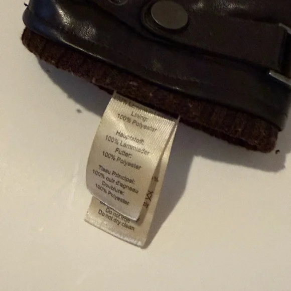 Men's Brown Leather Gloves fuzzy lining size 10 - Picture 6 of 7